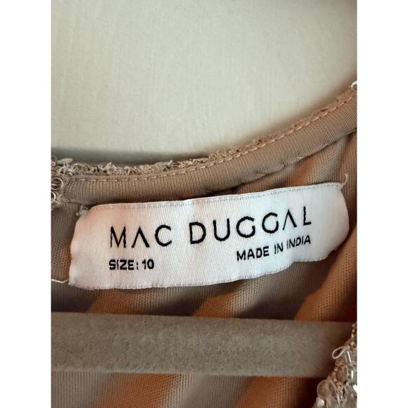 Mac Duggal 93676 Silver Beaded Lace Long Sleeve Midi Dress size 10 New with Tags - Picture 8 of 8